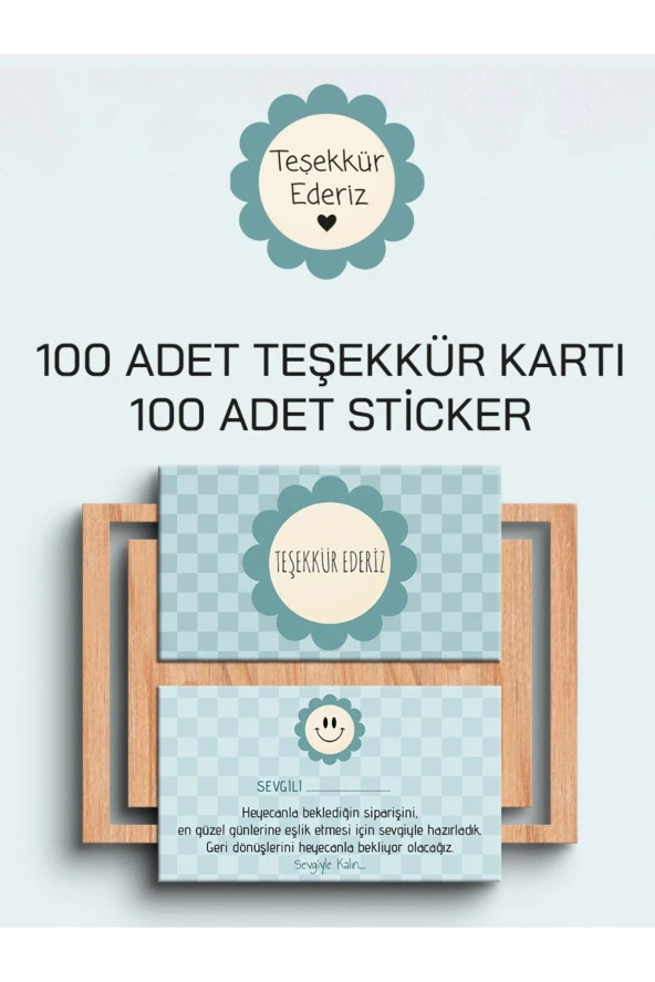 100 Adet Teşekkür Kartı ve 100 adet Teşekkür Sticker PYTKSVTK20