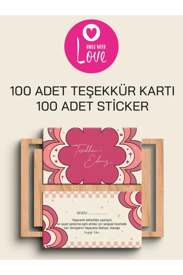 100 Adet Teşekkür Kartı ve 100 adet Teşekkür Sticker PYTKSVTK10