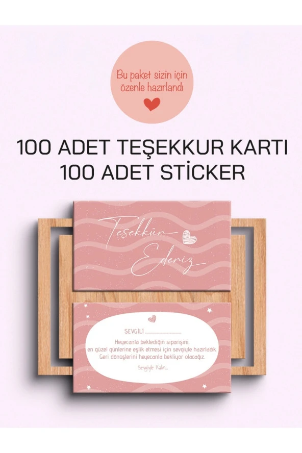 100 Adet Teşekkür Kartı ve 100 adet Teşekkür Sticker PYTKSVTK11