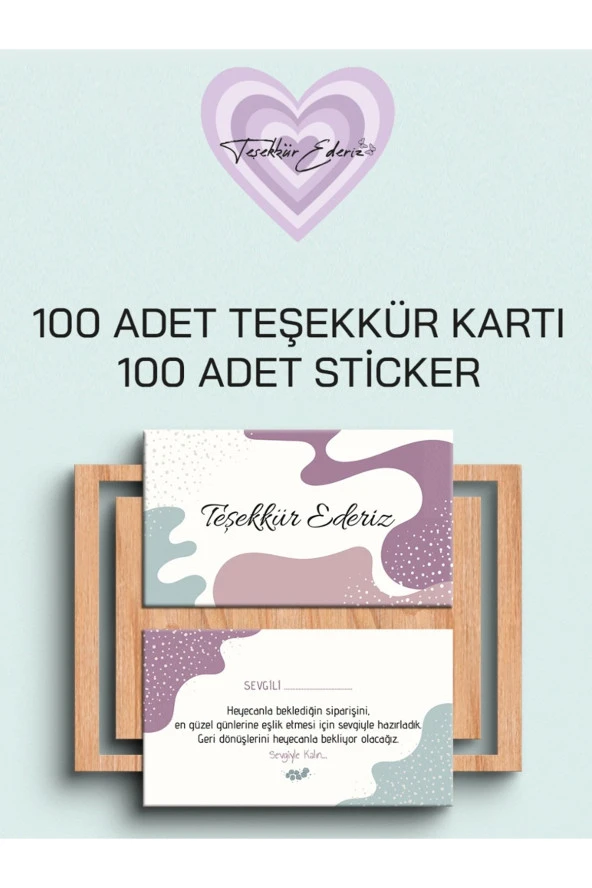 100 Adet Teşekkür Kartı ve 100 adet Teşekkür Sticker PYTKSVTK13