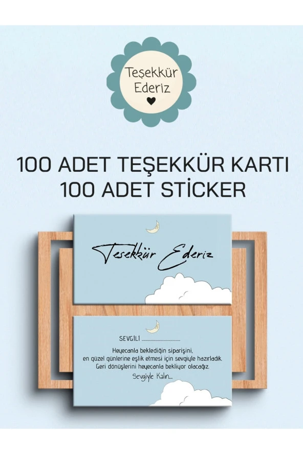 100 Adet Teşekkür Kartı ve 100 adet Teşekkür Sticker PYTKSVTK14