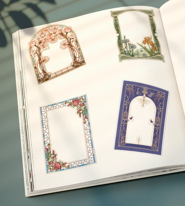 Vintage-journal defter için Çerçeve Süsleme -20 Adet- Parlak Kağıt-Özel Kesim - Resim 2