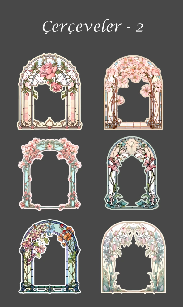 Vintage-journal defter için Çerçeve Süsleme -20 Adet- Parlak Kağıt-Özel Kesim - Resim 4