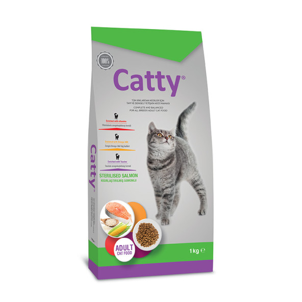 CATTY YETİŞKİN STERİL SOMON KEDİ MAMASI 1 KG