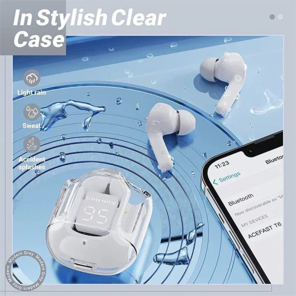 Beyaz Tws Air31  Bluetooth Kulaklık 8d Stereo Şeffaf LED ekran ios-Android Uyumlu Dokunmatik - 2
