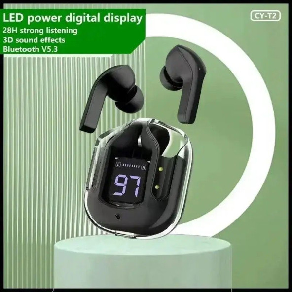 Siyah Tws Air31  Bluetooth Kulaklık 8d Stereo Şeffaf LED ekran ios-Android Uyumlu Dokunmatik - 6