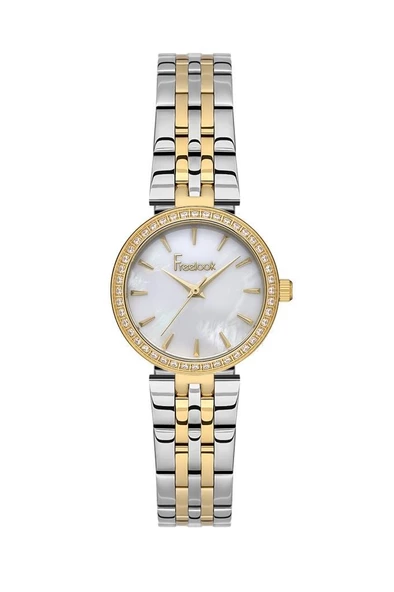 FREELOOK FL.1.10426-3 ALTIN KAPLAMA TAŞLI KADIN KOL SAATİ ürün görseli 1