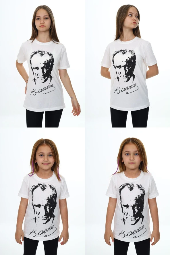 Kız Çocuk ATATÜRK Portreli 2'li T-Shirt 4-15 Yaş Lx000