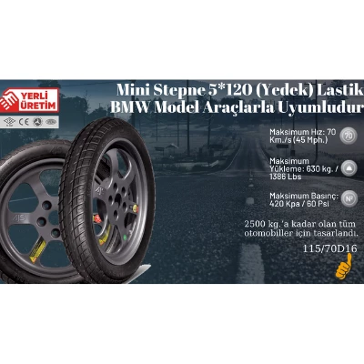 Mini Stepne 5*120 (Yedek) Lastik Ücretsiz Kargo