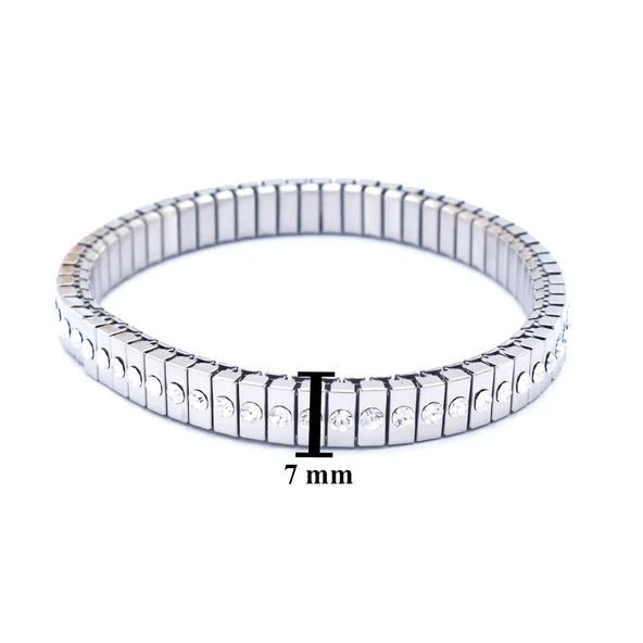 316L Çelik Zirkon Taşlı  İtalyan Charm Kadın Kelepçe Bileklik BLK-1005 - 3