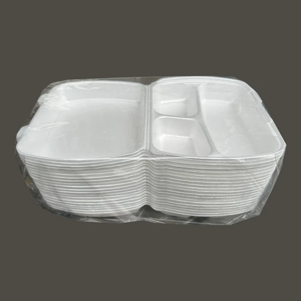 Dağyüce 23/A Tek Kullanımlık Köpük 3 Bölmeli Kapaklı Kase Kutu - 20x24 Cm. - 20 Adetlik 5 Paket - Resim 2