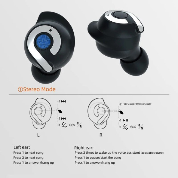 (Siyah) Led Ekranlı Modern Tasarımlı Bluetooth 5.3 Kulak İçi Kulaklık - 3