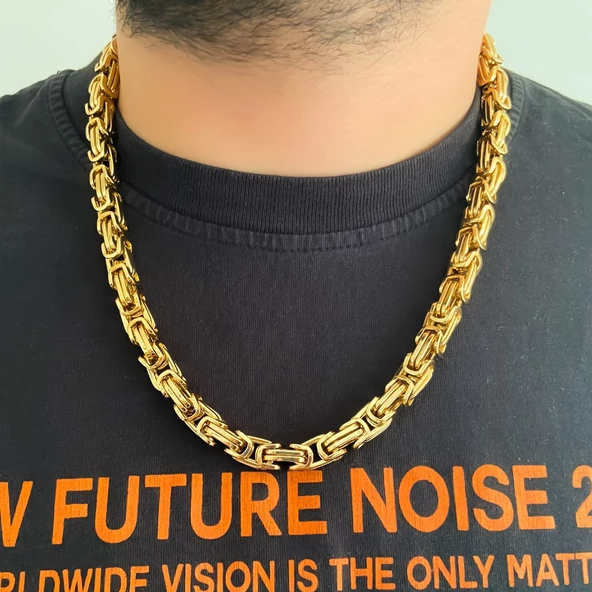 Altın Kaplama Kral Erkek Zincir Kolye -  - ZN-277 - Resim 2