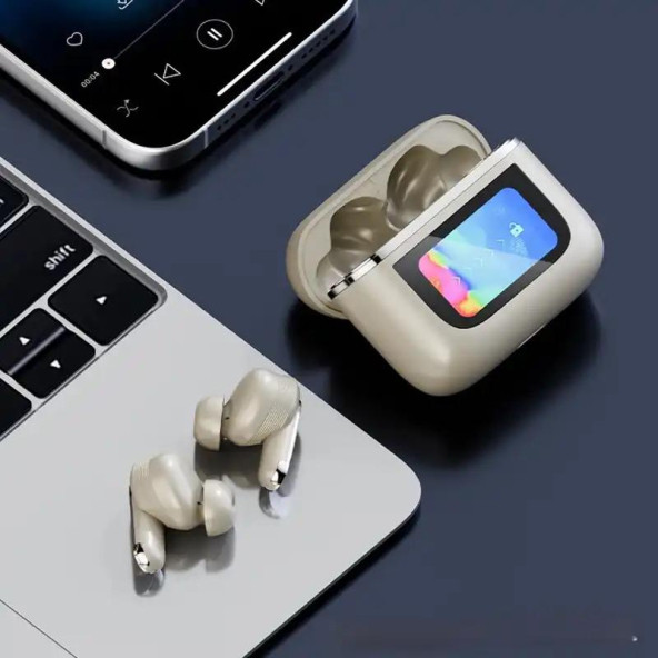 (Gümüş) LCD Dokunmatik Ekranlı Tour Pro 2 TWS Bluetooth Kulaklık - 3
