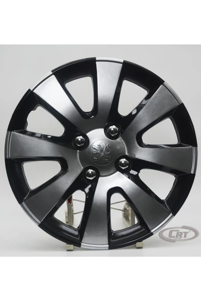 Jant Kapağı Siyah-gri Kırılmaz 15" Peugeot Model (Amblem Hediyeli) (1 Adet) - 1