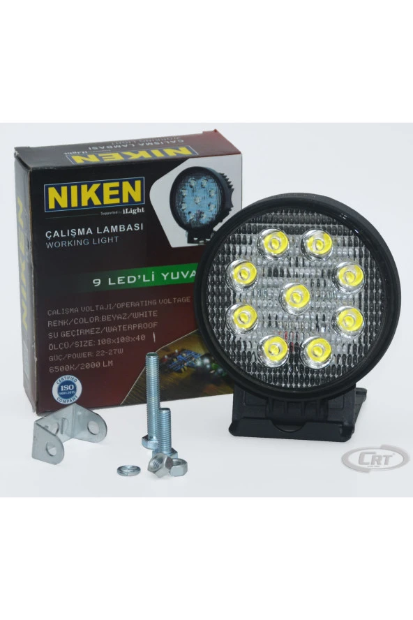 Yuvarlak Çalışma Lambası 9 Led Pro Seri