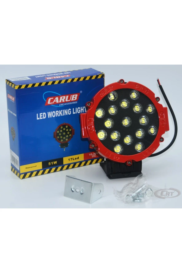 Yuvarlak Çalışma Lambası 17 Led Kırmızı Pro Seri