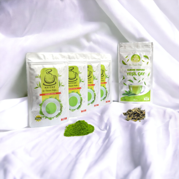 Yüksek Kaliteli Matcha Çayı 4 X 50 Gr (%100 Saf Yerli Matcha ) + 50 Gr Gurme Yaprak Yeşil Çay