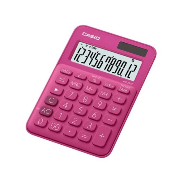 Casio MS-20UC-RD 12 Hane Koyu Pembe Masa Üstü Hesap Makinesi ürün görseli 1