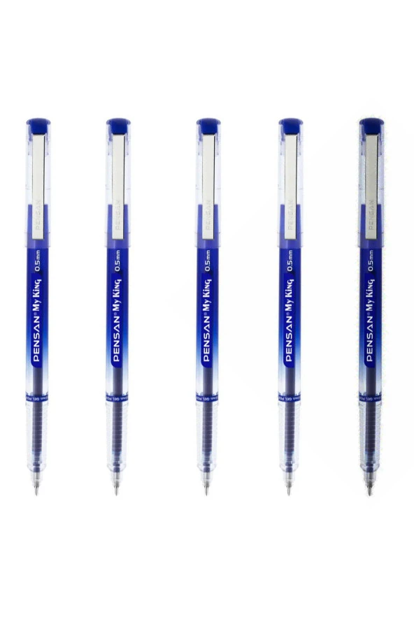 My King İğne Uçlu Metal Klipsli Jel Tükenmez Kalem 0.5 Mm Mavi - 5 Adet