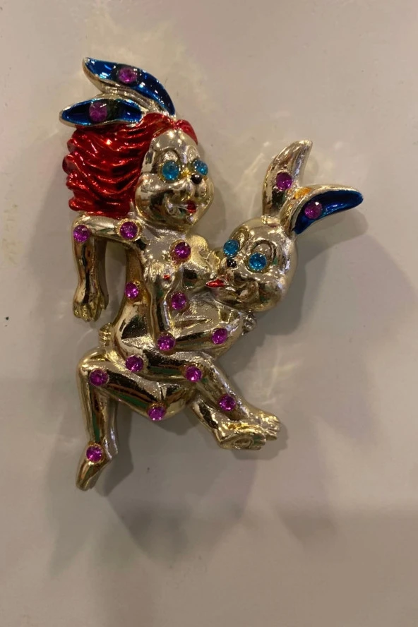 Magnet Playboy Tavşan Eroti k Figürlü Taşlı Metal 4 lü Mıknatıs Magnet Set - Resim 2