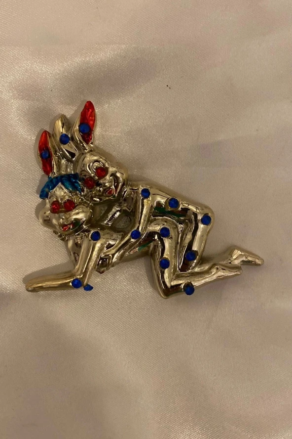 Magnet Playboy Tavşan Eroti k Figürlü Taşlı Metal 4 lü Mıknatıs Magnet Set - Resim 6