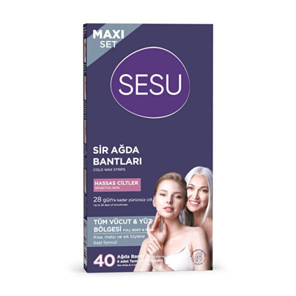 Sesu Vücut Ağda Bandı Hassas Ciltler Maxi Set 40'lı