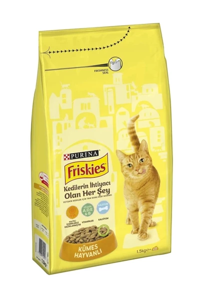 Friskies Kümes Hayvanları Yetişkin Kuru Kedi Maması 1.5 Kg