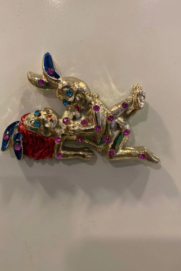Magnet Playboy Tavşan Eroti k Figürlü Taşlı Metal Mıknatıs Magnet 2 - Resim 2