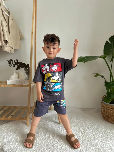 ERKEK ÇOCUK MİCKEY MODELLİ PAMUK ŞORTLU TAKIM - 7