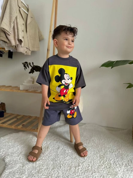 ERKEK ÇOCUK MİCKEY MODELLİ PAMUK ŞORTLU TAKIM - 5