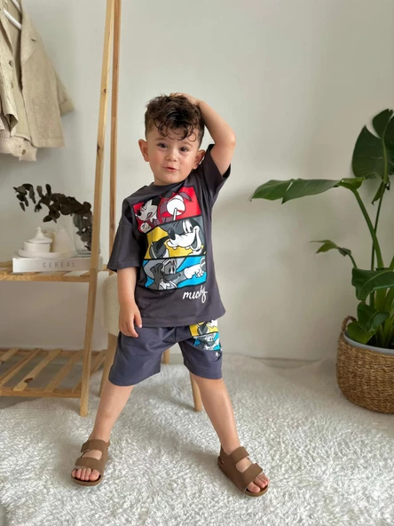 ERKEK ÇOCUK MİCKEY MODELLİ PAMUK ŞORTLU TAKIM - 8