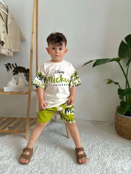 ERKEK ÇOCUK MİCKEY MODELLİ PAMUK ŞORTLU TAKIM