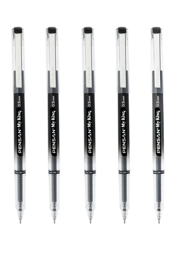My King İğne Uçlu Metal Klipsli Jel Tükenmez Kalem 0.5 Mm Siyah - 5 Adet