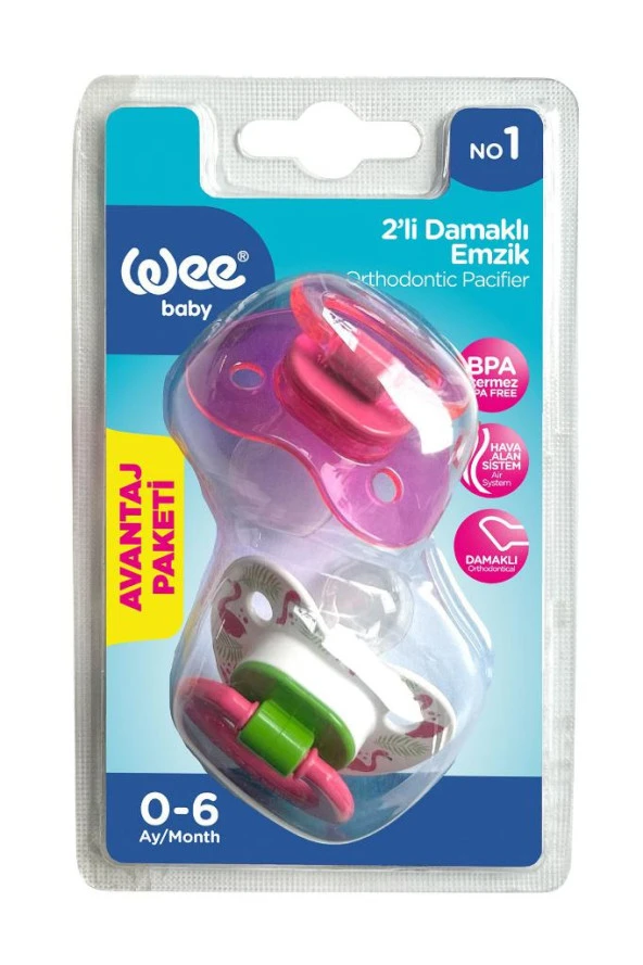 WEE BABY 2’li Damaklı Emzik No:1 Pembe