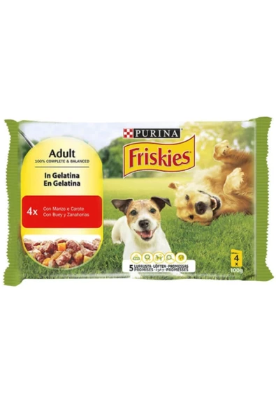 Friskies Sığır Etli ve Havuçlu Yaş Köpek Maması (4 Lü x 100 Gr) x 10 Lu