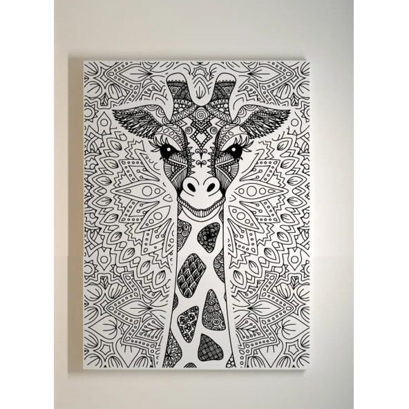 35x50 Resimli Tuval Mandala - Zürafa Desenli BOYASIZ FIRÇASIZ