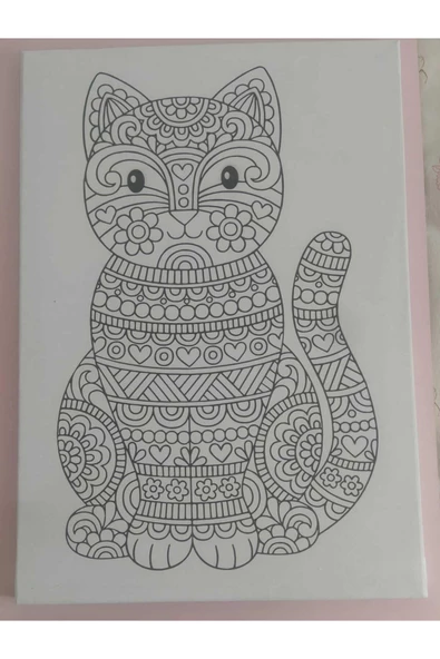 35x50 Resimli Tuval Mandala - Kedi1 Resimli BOYASIZ FIRÇASIZ - 2