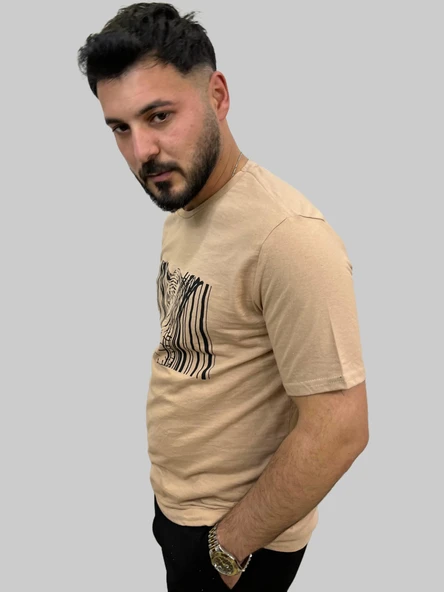 Erkek Tiger Sıfır Yaka Basic Bisküvi Tişört - 2
