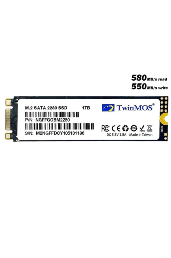 Twinmos NGFFGGBM2280 1 TB 580/550 MB/S M.2 2280 SATA 3 SSD - 2