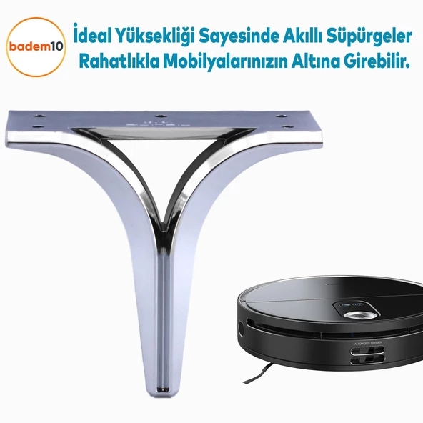 Begonya Lüks Mobilya Kanepe Sehpa TV Ünitesi Çekyat Yükseltici Koltuk Ayağı Baza Ayak Krom 12 cm - 5