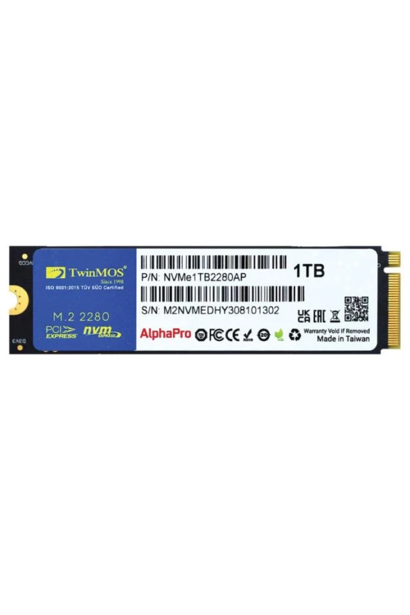 Twinmos NVMe1TB2280AP 3D-NAND 1 TB M.2 PCIE Gen3 NVMe SSD