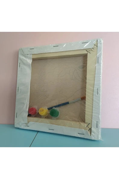 dudu ahşap 20x20 Resimli Tuval Çocuk Boyama Seti- Arı resimli 3 boya 1 fırça - 5