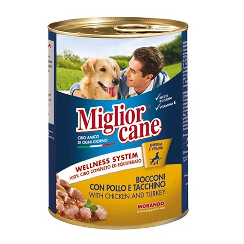 Miglior Cane Tavuklu ve Hindili Yetişkin Köpek Konservesi 24 Adet 405 Gr