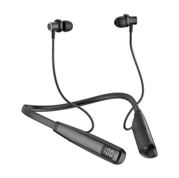 Y10 Sporcu Bluetooth Kulaklık 100 Saat Şarj Kapasiteli LCD Şarj Göstergeli Boyun Bantlı Kulaklık