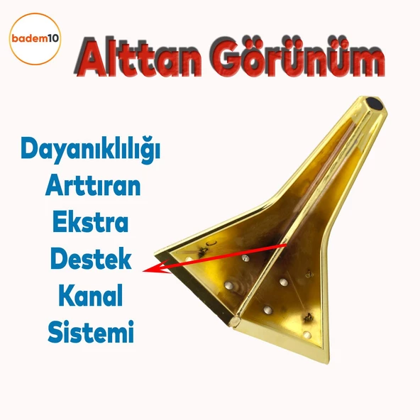 Empoli Lüks Mobilya Oturma Yükseltici Kanepe Sehpa TV Ünite Koltuk Ayağı Baza Ayakları Altın 16 cm - 4