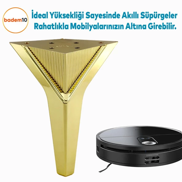 Empoli Lüks Mobilya Oturma Yükseltici Kanepe Sehpa TV Ünite Koltuk Ayağı Baza Ayakları Altın 16 cm - 5