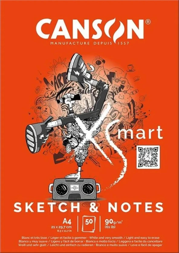 Canson XSMART SKETCH & NOTES A4 90G 50 Sayfa Çizim Defteri