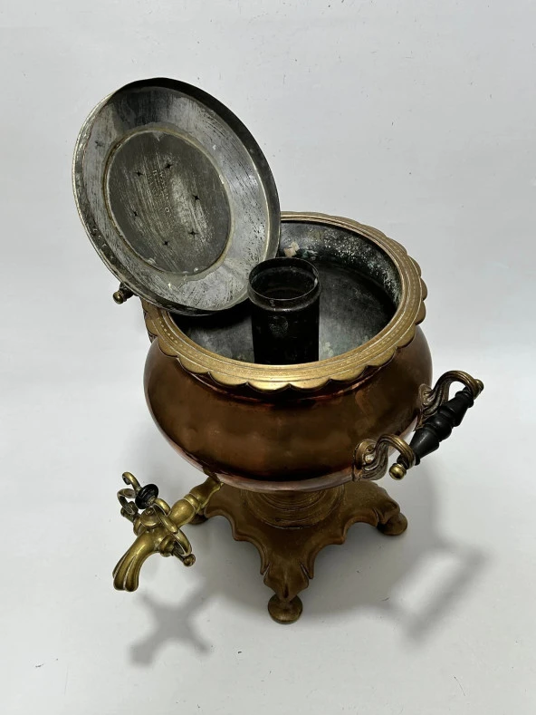 Antika İngiliz Bakır Semaver 42x35x35 cm - 9