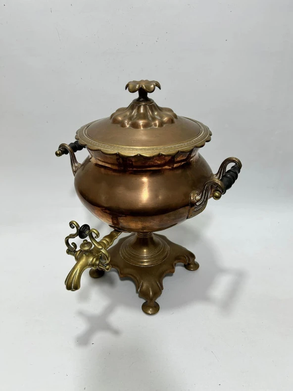 Antika İngiliz Bakır Semaver 42x35x35 cm - 10